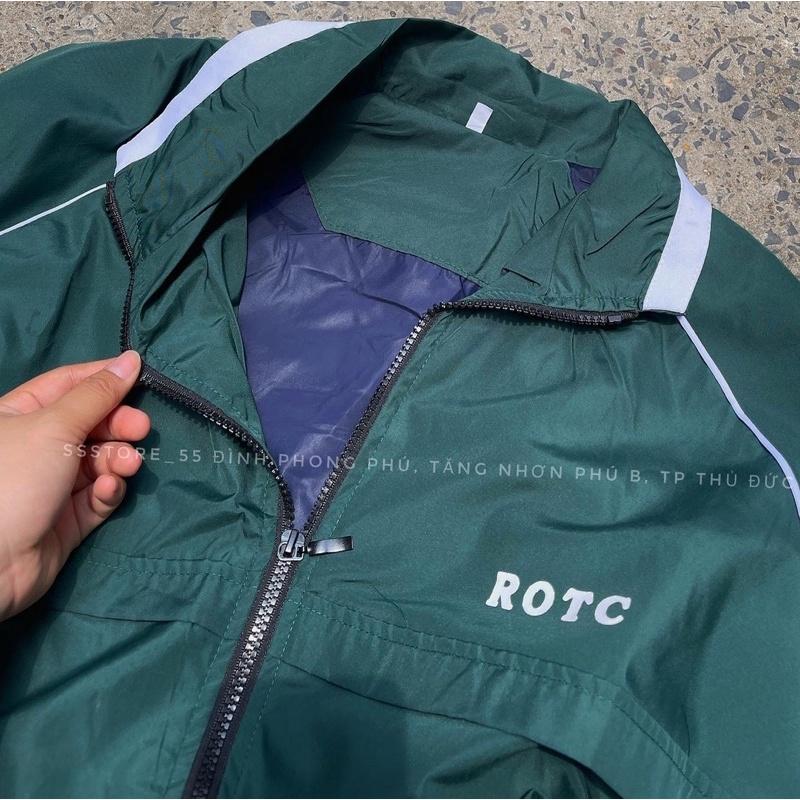 Áo Khoác dù màu rêu chữ ROTC unisex ảnh thật