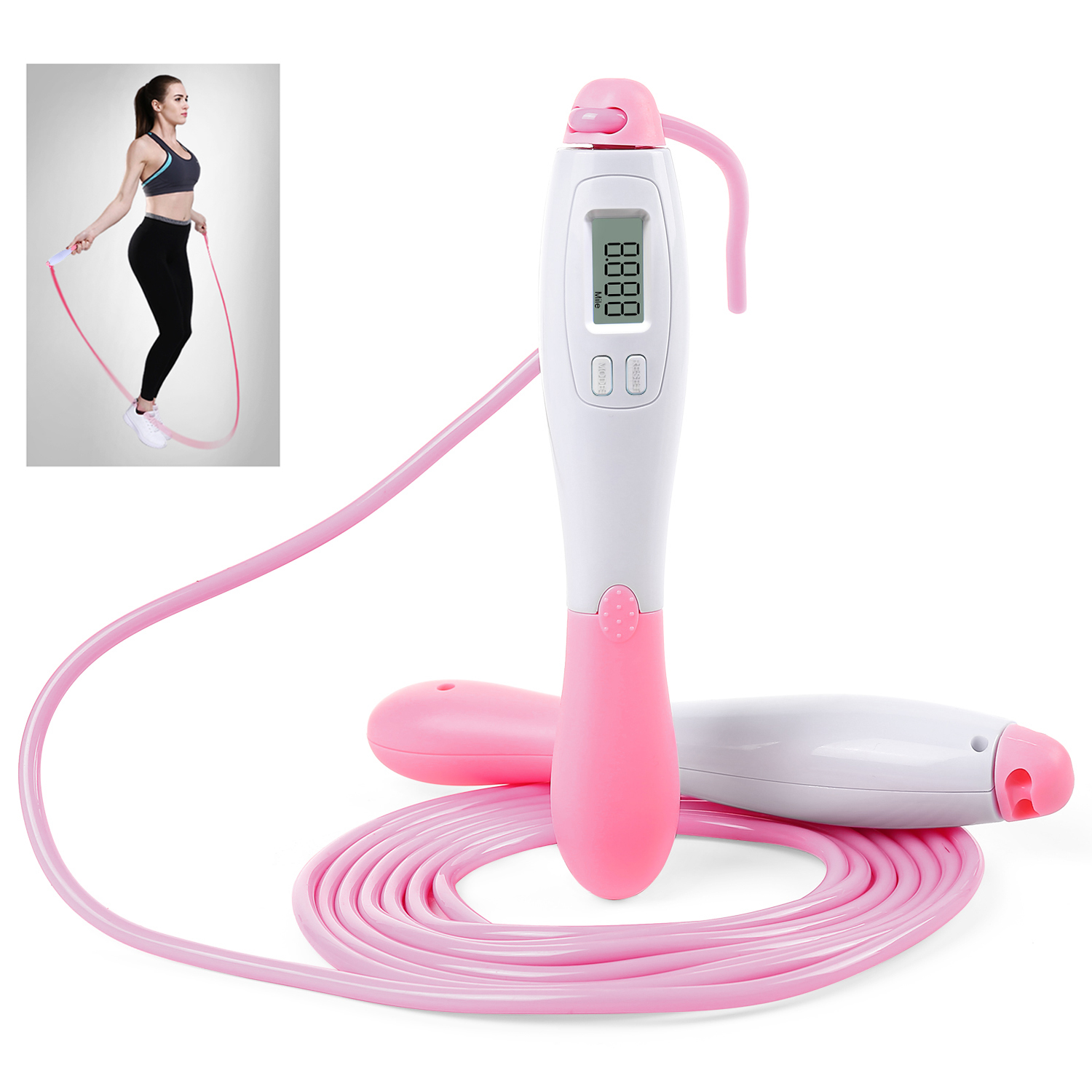 Dây nhảy thể dục kỹ thuật số với bộ đếm chính xác, Cáp điều chỉnh không rối, tay cầm ABS chống trượt