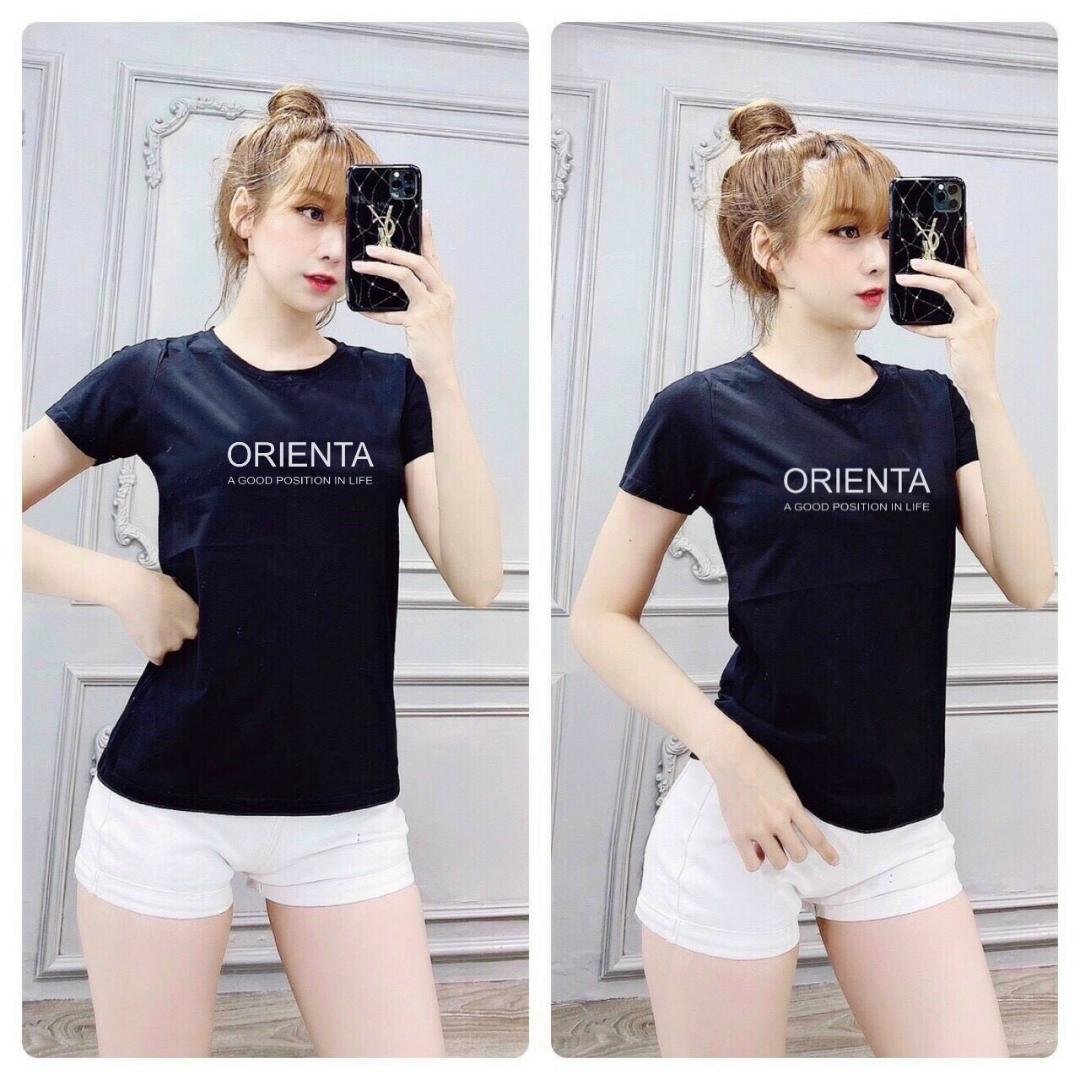 Áo thun nữ MXM form suông vừa thun cotton 4 chiều in chữ ORIENTA từ 40-55kg ( ANU013 )