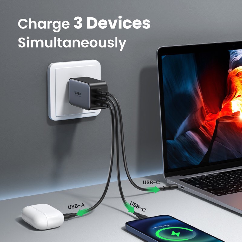 UGREEN Nexode 65W 3-Port PD GaN Fast Charger US 10334 hàng chính hãng