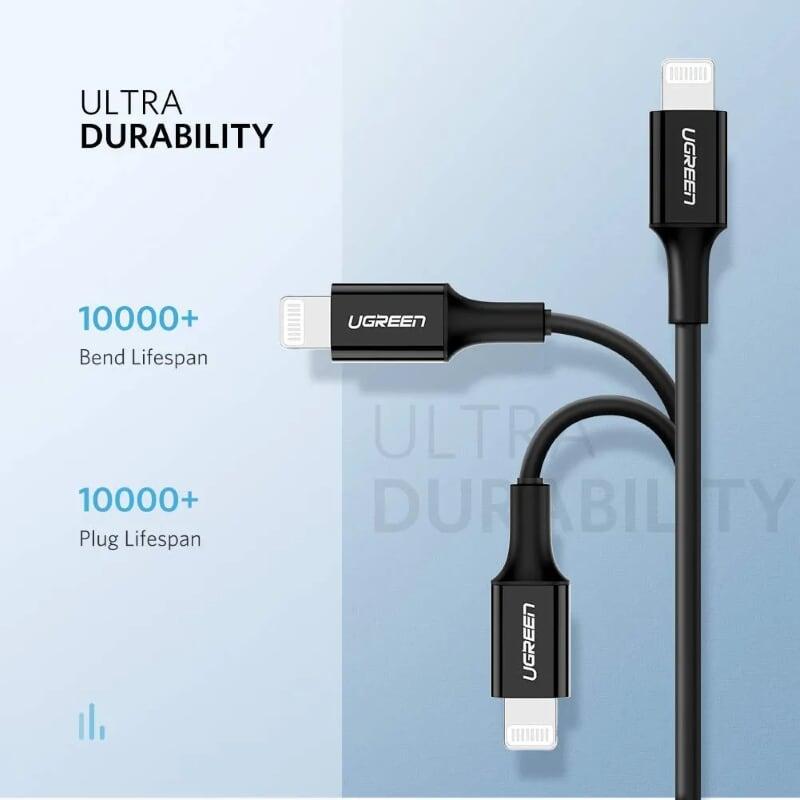 Ugreen UG60751US171TK 1M màu Đen Cáp sạc + truyền dữ liệu Lightning sang Type C - HÀNG CHÍNH HÃNG