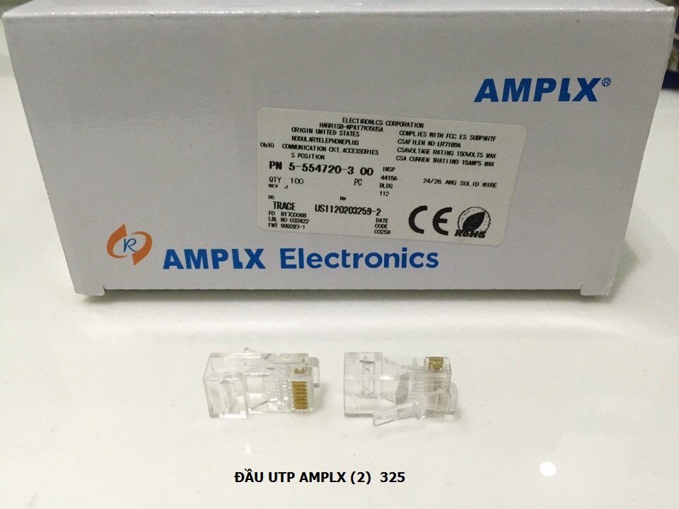 Đầu bấm mạng RJ45 loại xịn AMP (Hộp 100 hạt)