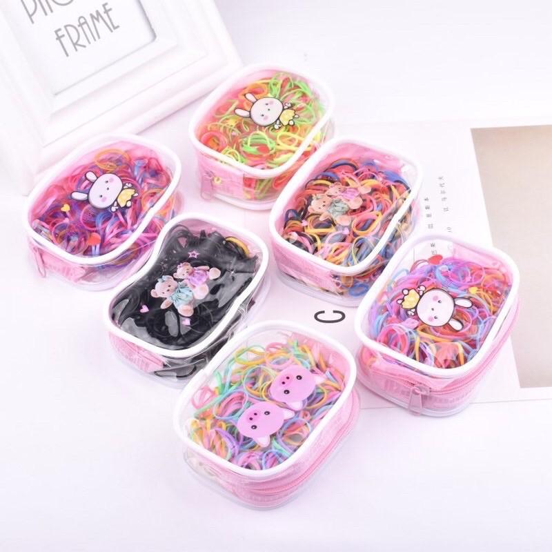 Set 200 Dây Chun Buộc Tóc Co Giãn Dễ Thương Cho Bé Gái