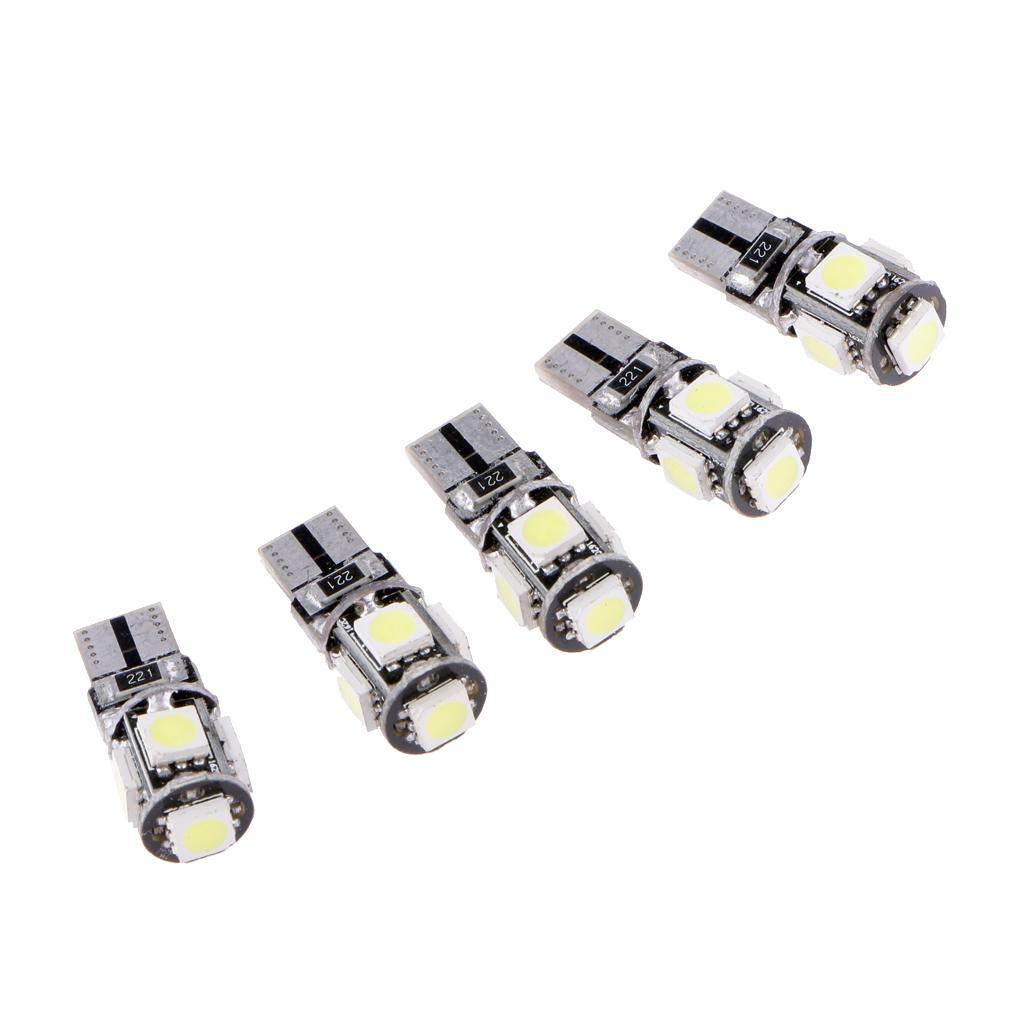 10x T10 Led Error Free 5SMD Car Side Wedge Light Bulb White 168 194