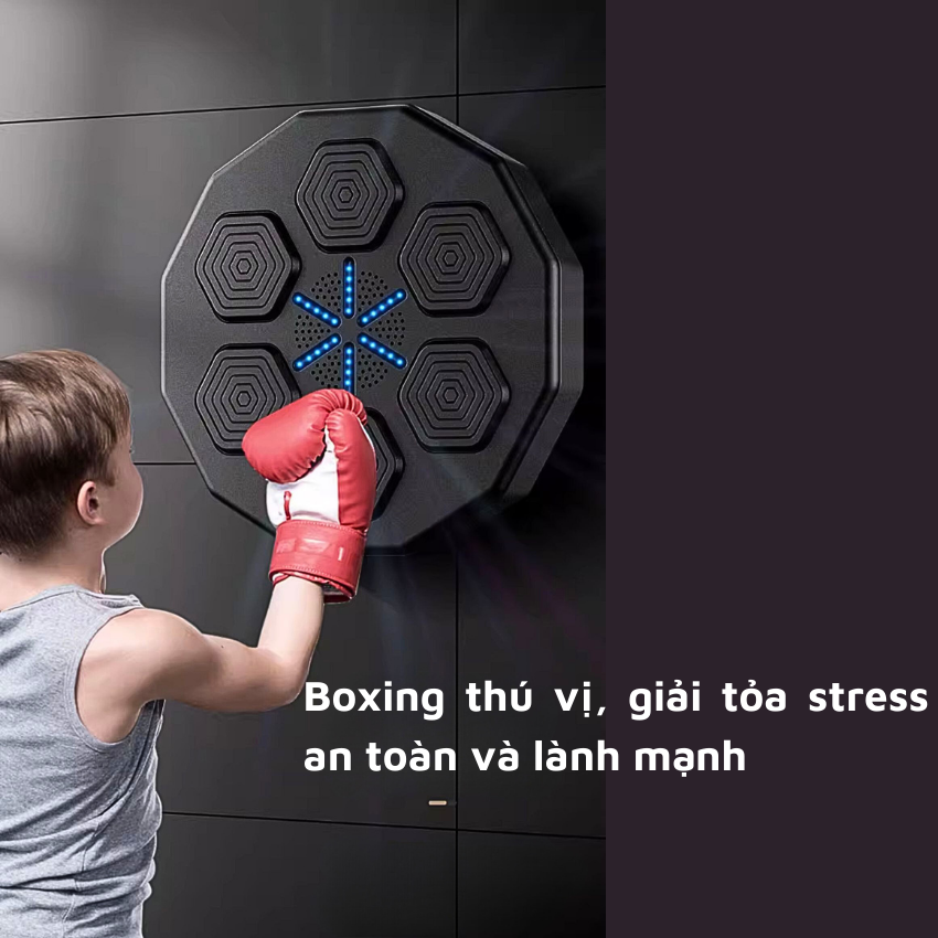 Máy tập Boxing tại nhà treo tường thông minh, kết nối bluetooth, cảm biến theo nhạc- Thiết bị tập đấm bốc gắn tường điện tử