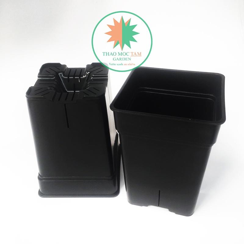 Chậu Vuông Dày 14x19cm Trồng hoa, cây kiểng – Chất liệu nhựa PP, có độ dẻo, bền, chất lượng cao