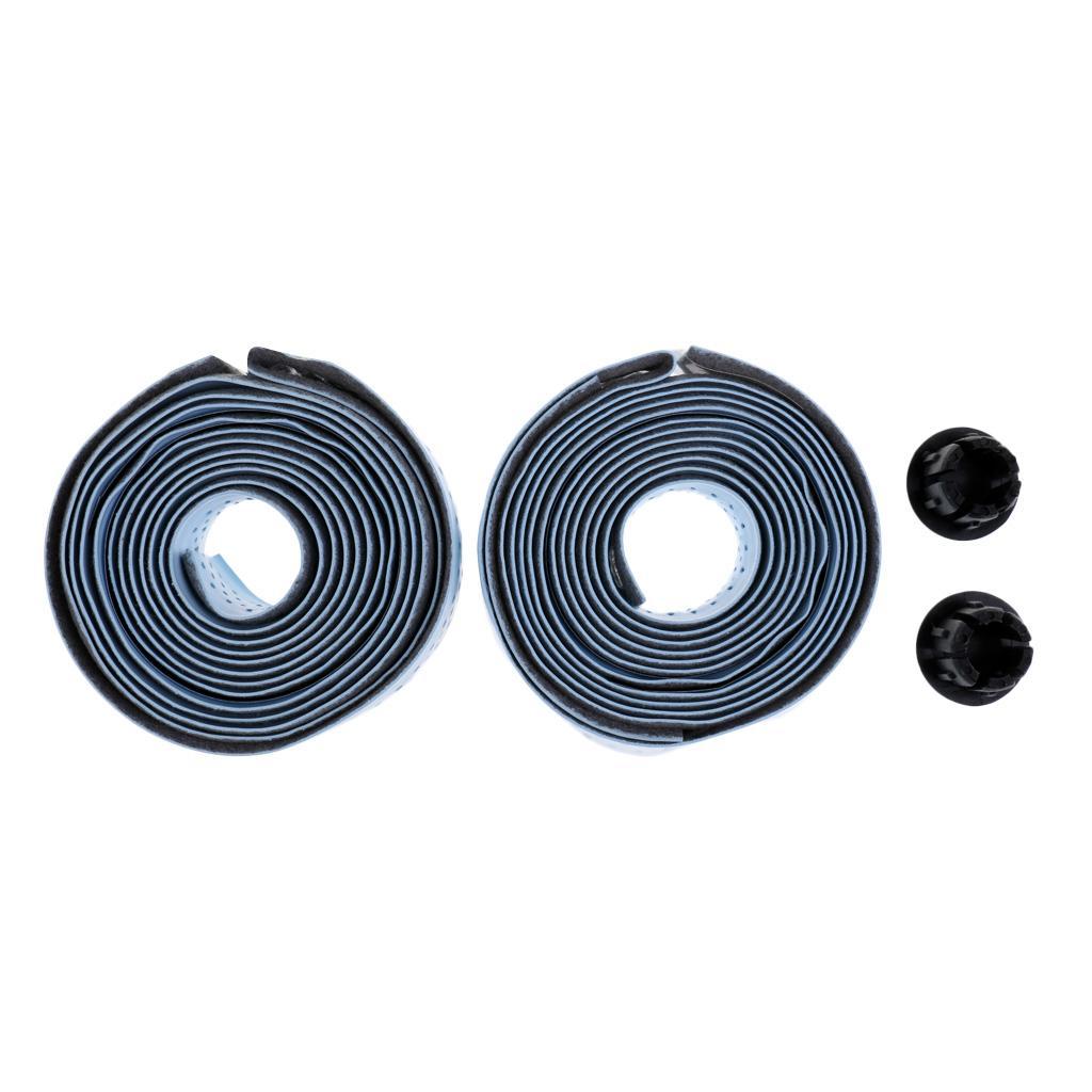 2 Pieces Cycling Road Bike Bar Tape Handlebar Tape with 2 Bar Plugs Racing Bicycle Accessories