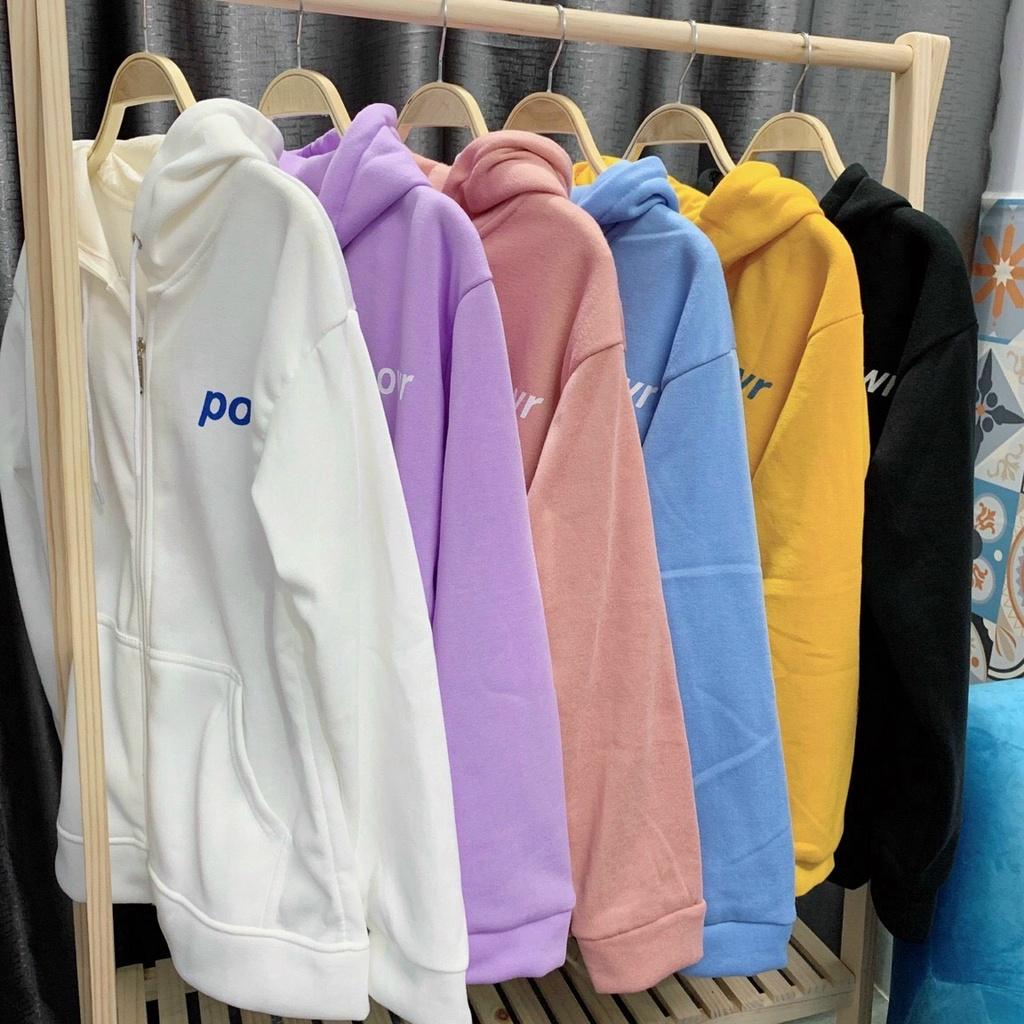 Áo hoodie Nam Nữ form rộng POWR dây kéo thời trang chất nỉ ngoại tp0036