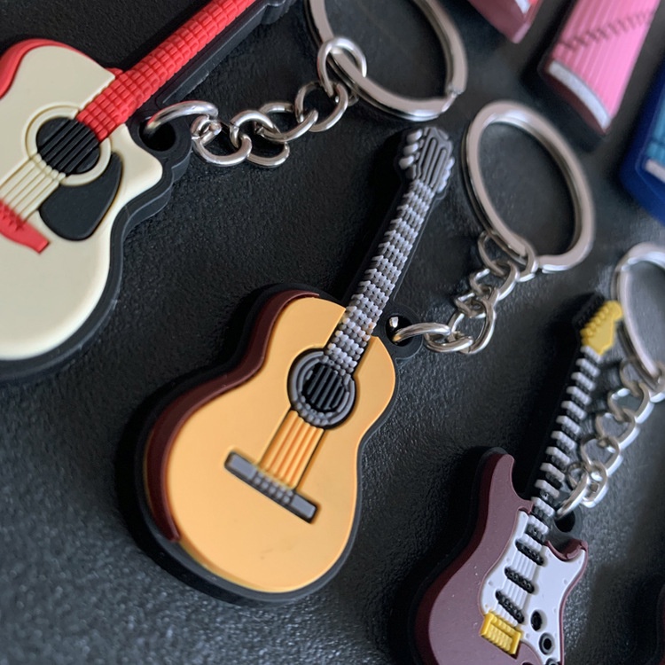 Móc Khóa Đàn hình Guitar AC, Guitar điện, Guitar eo, Piano I Nhựa Pvc dẻo Cao Cấp