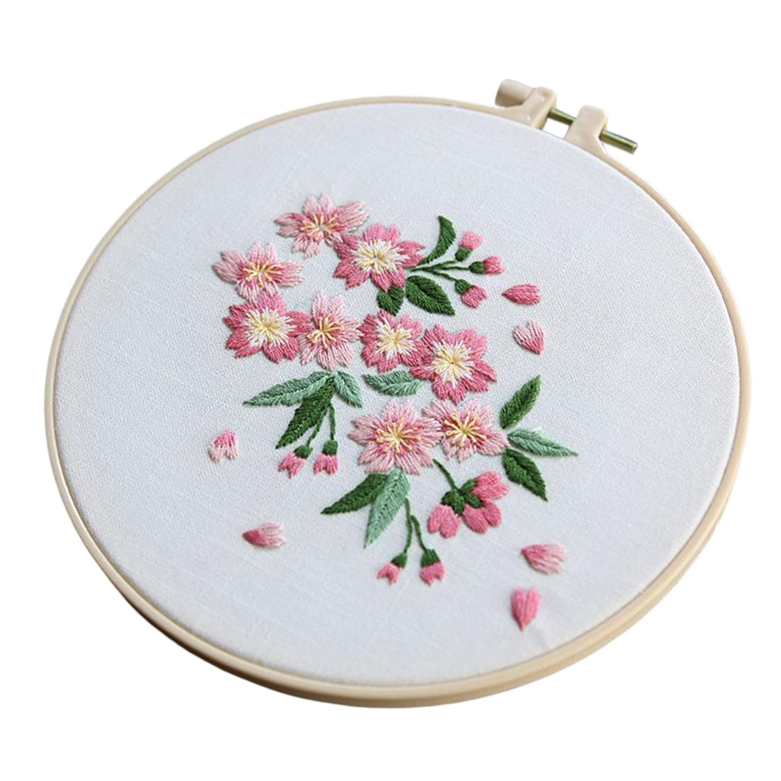 Embroidery starter Kit, Flower Pattern Cross Stitch for Beginners Adults, with Embroidery Hoop Cloth Thread Needlepoint Kit Floral Series