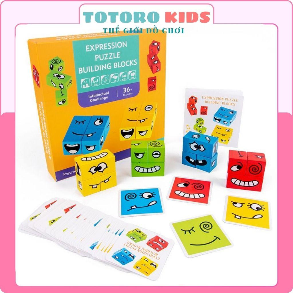 Đồ chơi ảo thuật bằng Gỗ Board Game Xếp Hình Khối Cảm Xúc thông minh phát triển trí tuệ cho bé gái trai người lớn