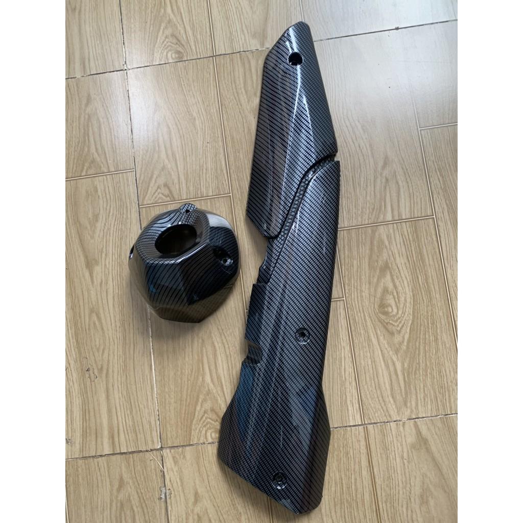 Ốp pô và chụp đích pô xe exciter 155 màu carbon