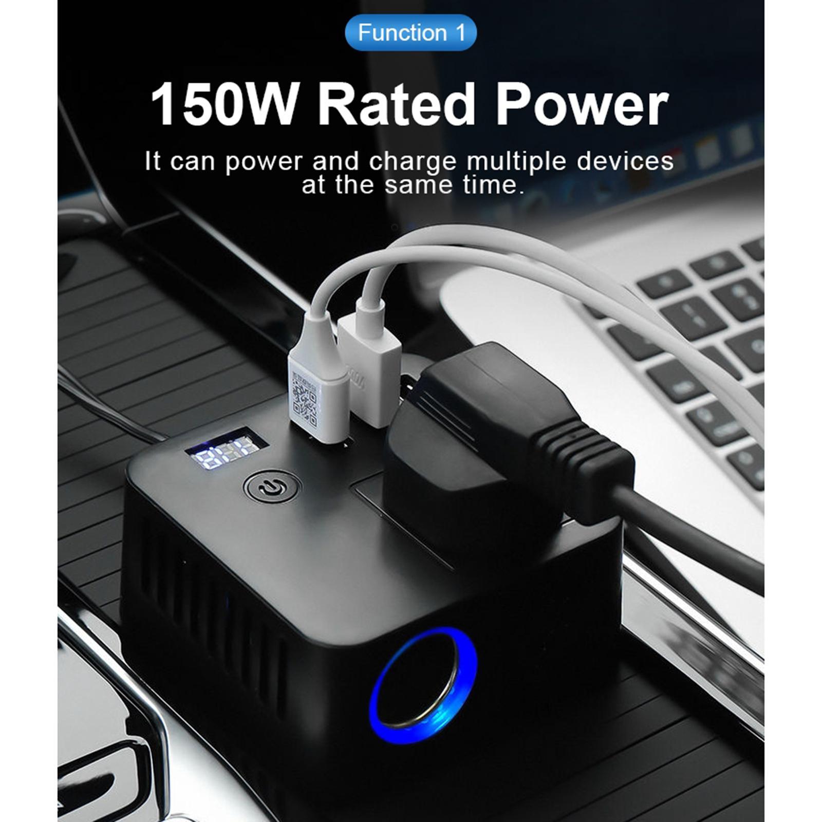 150W Digital  Inverter 12V to 220V Converter for 12V/24V Blk