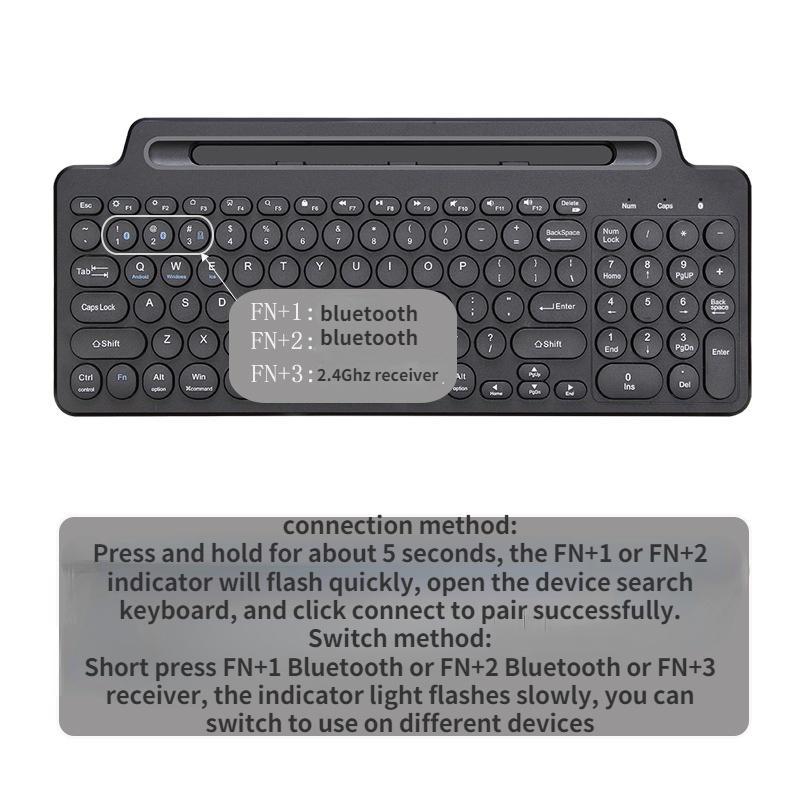 Bàn PhíM Cơ Bluetooth + 2.4Ghz Universal Cho Notebook / PC / Laptop