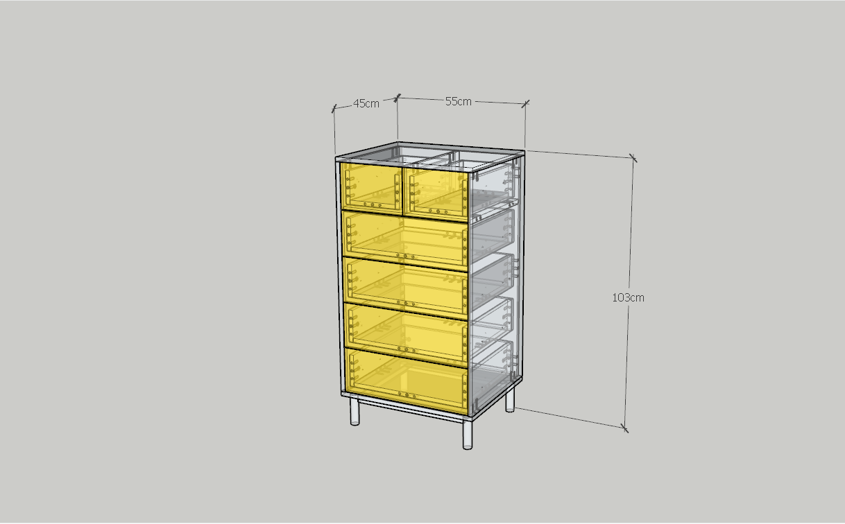 HAPPY FURNITURE , Tủ lưu trữ 6 ngăn kéo - LIVIK, THK_275 , 55cm x 45cm x 103cm DxRxC