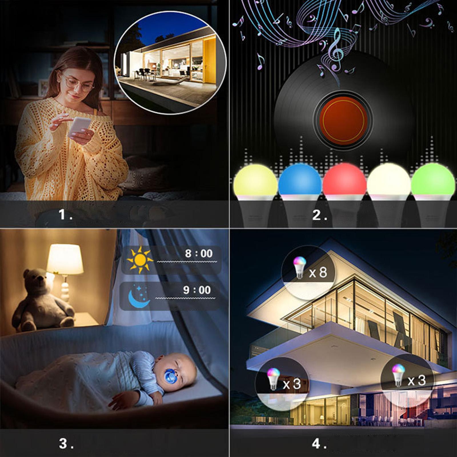 Dimmable Smart Bulb LED Light 10W Remote Control RGB E27 2700K-6500K 350LM