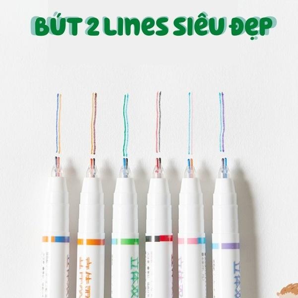 Bút mực hai ngòi 0.5mm bút mực 2 Lines Pen nhiều màu dễ thương ST407