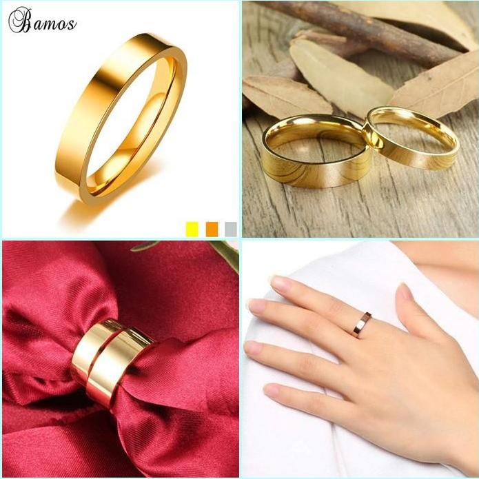 Nhẫn đôi titan trơn màu vàng 18k NC184j - giá 1 đôi