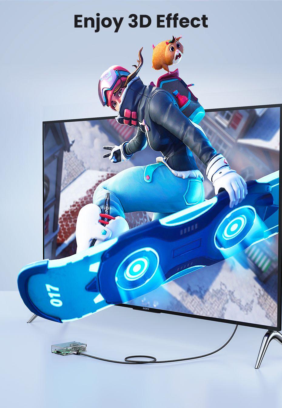 Ugreen UG15514HD163TK 1M 8K60Hz 2.1 Cáp chuyển Mini HDMI sang HDMI dây bọc dù - HÀNG CHÍNH HÃNG