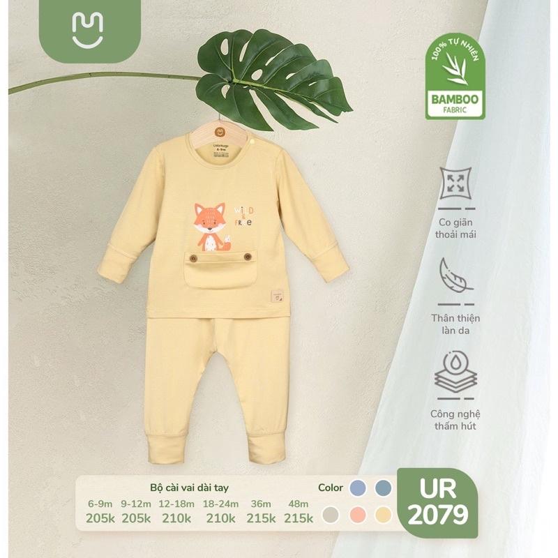 Bộ quần áo dài tay thu đông UalaRogo cho bé 6 tháng - 4 tuổi vải sợi tre Bamboo mềm mịn co giãn thấm hút bé trai, bé gái