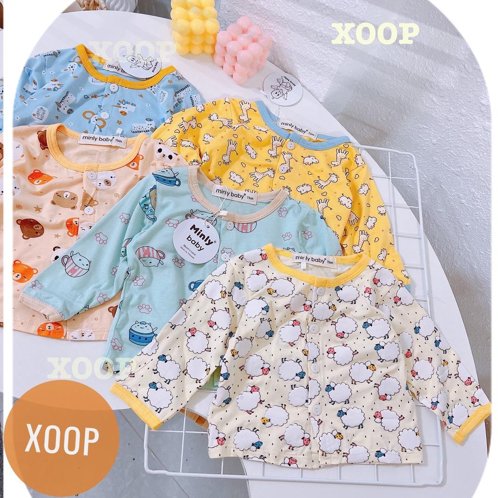 Bộ dài sơ sinh cúc giữa in họa tiết gấu,hươu cho bé BD2