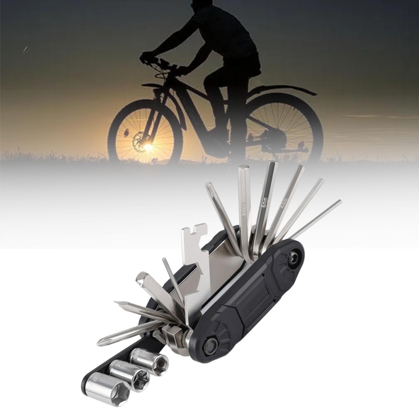 16 in 1 Bike Tire Repair Wrench Tool Multifunctional for Travel Repairing