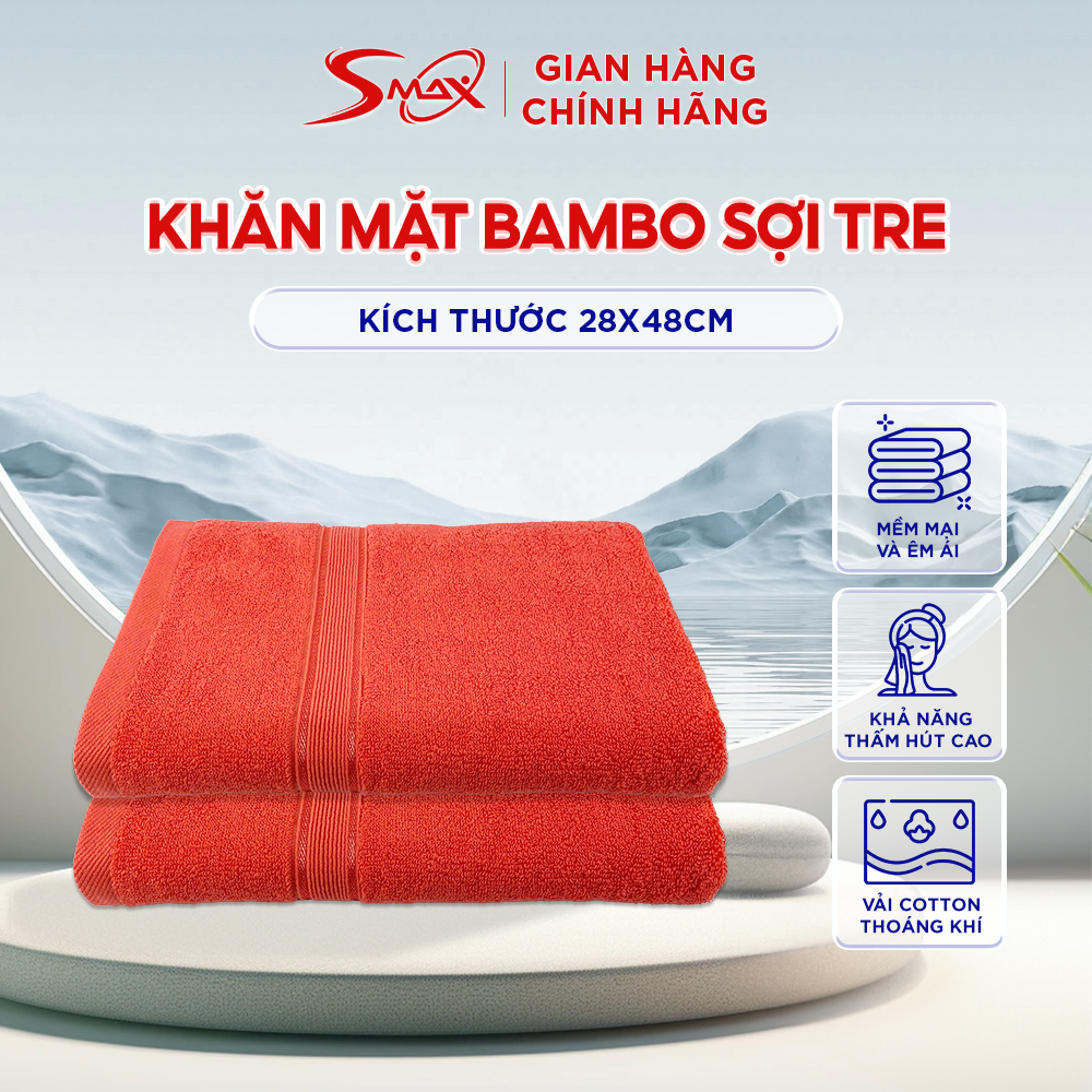 Khăn Mặt Sợi Tre Bamboo Mềm Mại, Siêu Thấm Hút, Không Phai Màu Kích Thước 28cmx48cm 65g