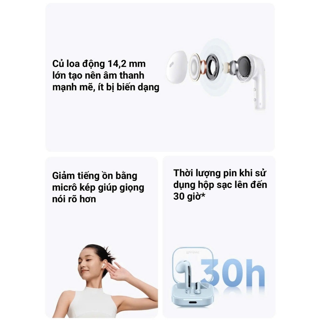 Tai Nghe Bluetooth Xiaomi Redmi Buds 6 Active - Hàng Chính Hãng