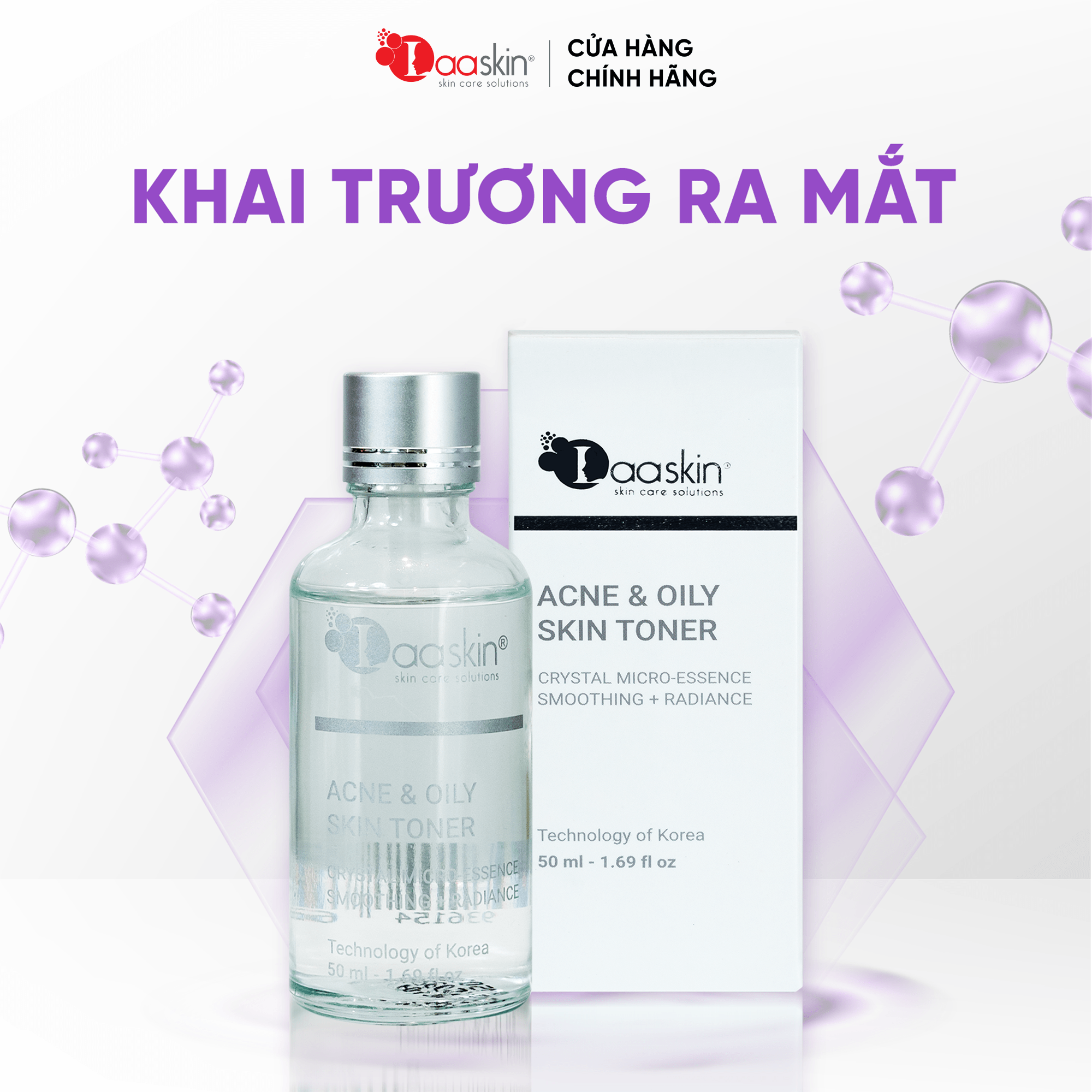 Nước cân bằng da Toner Laaskin hỗ trợ dưỡng ẩm da, giảm mịn, dưỡng trắng và se khít lỗ chân lông Acne &amp; Oily Skin Toner 50ml