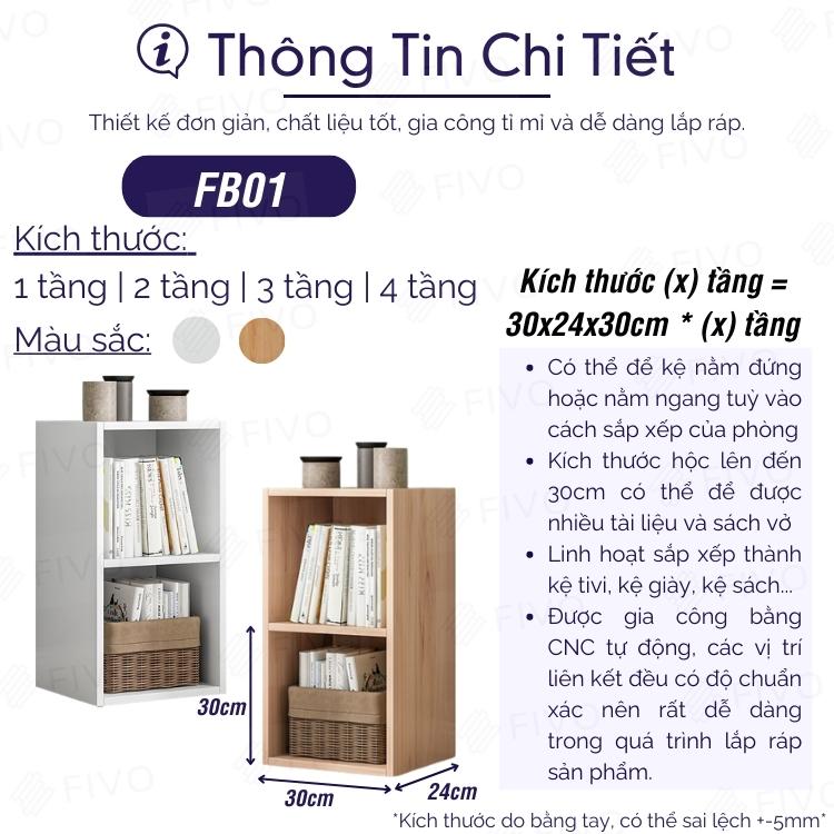 Kệ Sách Tổ Ong Gỗ MDF FIVO FB01 Màu Trắng, Có Tấm Lưng Dày Dặn, Sáng Tạo Đa Công Dụng Dễ Lắp Ráp - Hàng Chính Hãng