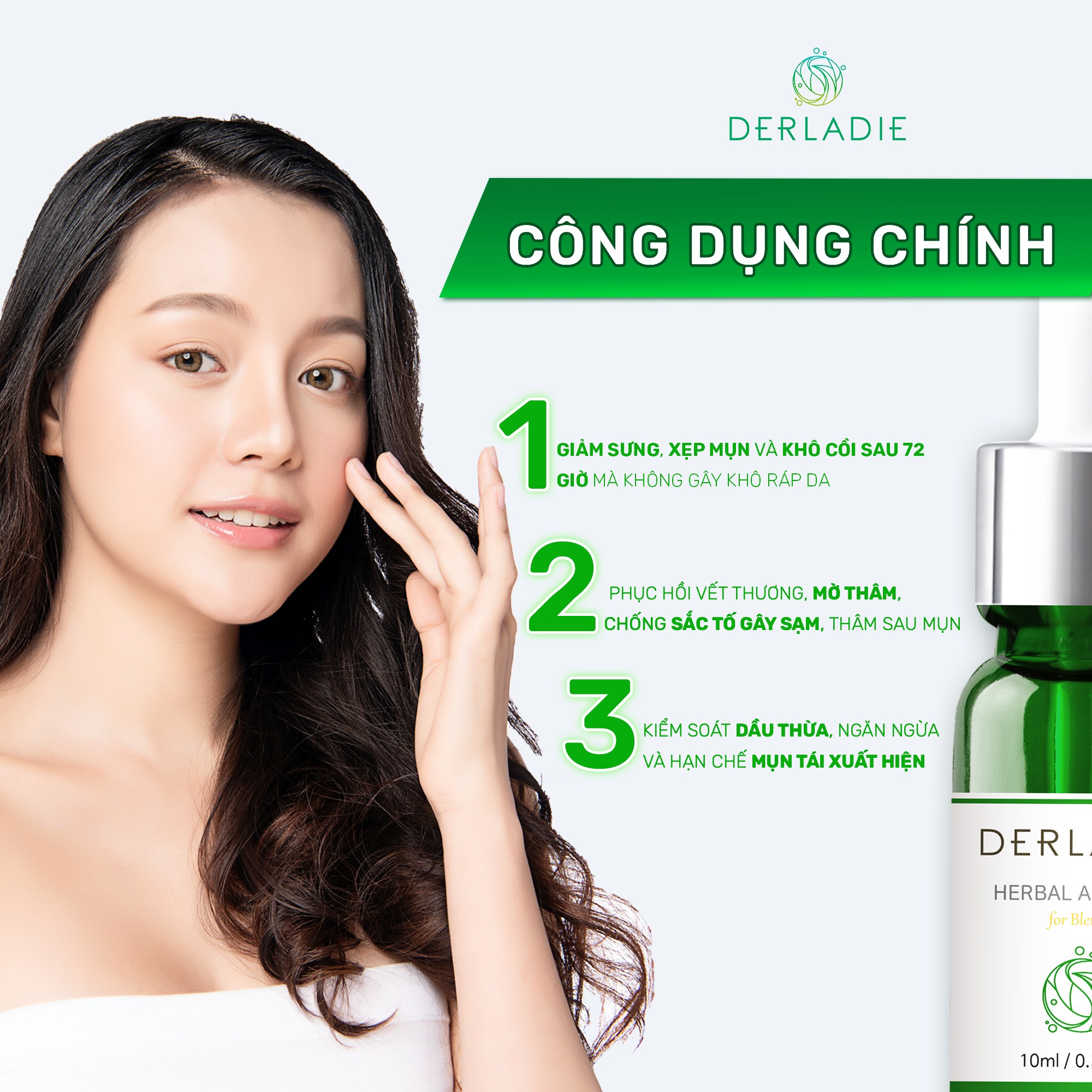 MUA 1 TẶNG 1 - Chấm Mụn Tràm Trà Derladie Herbal Ampoule For Blemish 10ML