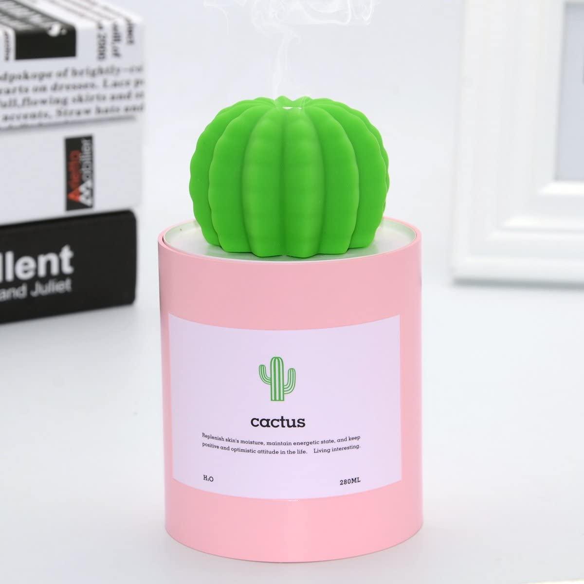 Mini Dễ Thương Xương Rồng Máy Phun Sương Tạo Độ Ẩm Hương Thơm Khuếch Tán Thông Minh Thời Gian 280ML Phòng Ngủ Để Bàn Phun Sương Tạo Văn Phòng Ký Túc Xá USB Máy Tạo Độ Ẩm Không Khí