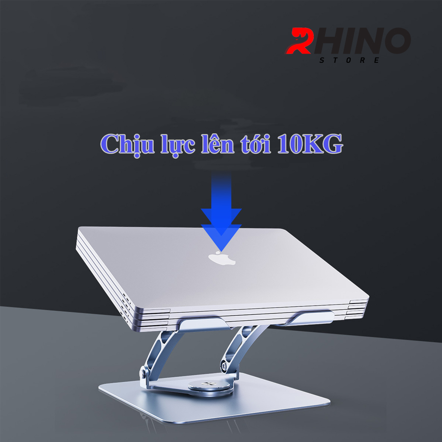 Kệ đỡ Laptop xoay 360° tản nhiệt Rhino KL301, giá đỡ máy tính nhôm cao cấp, gấp gọn - Hàng chính hãng