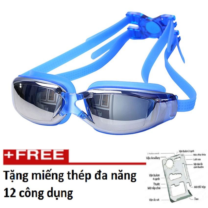 (HÀNG HOT SIÊU CHÂT) Kinh bơi tráng gương chống sương và tia uv 3(xanh) 206394-3206192- tặng miếng thép đa năng