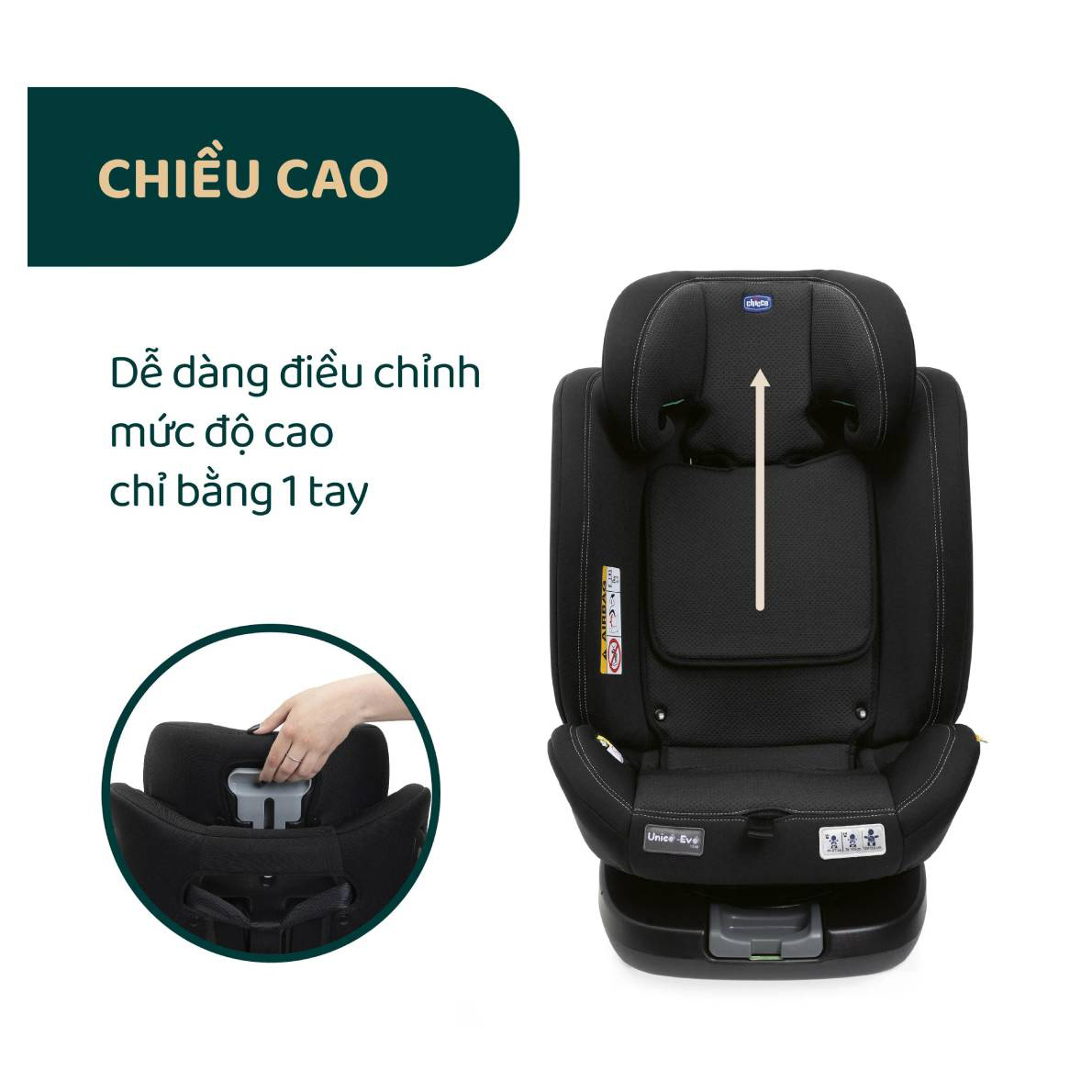 Ghế ô tô Chicco Unico Evo Classic xoay 360˚ ISOFIX - Màu Đen