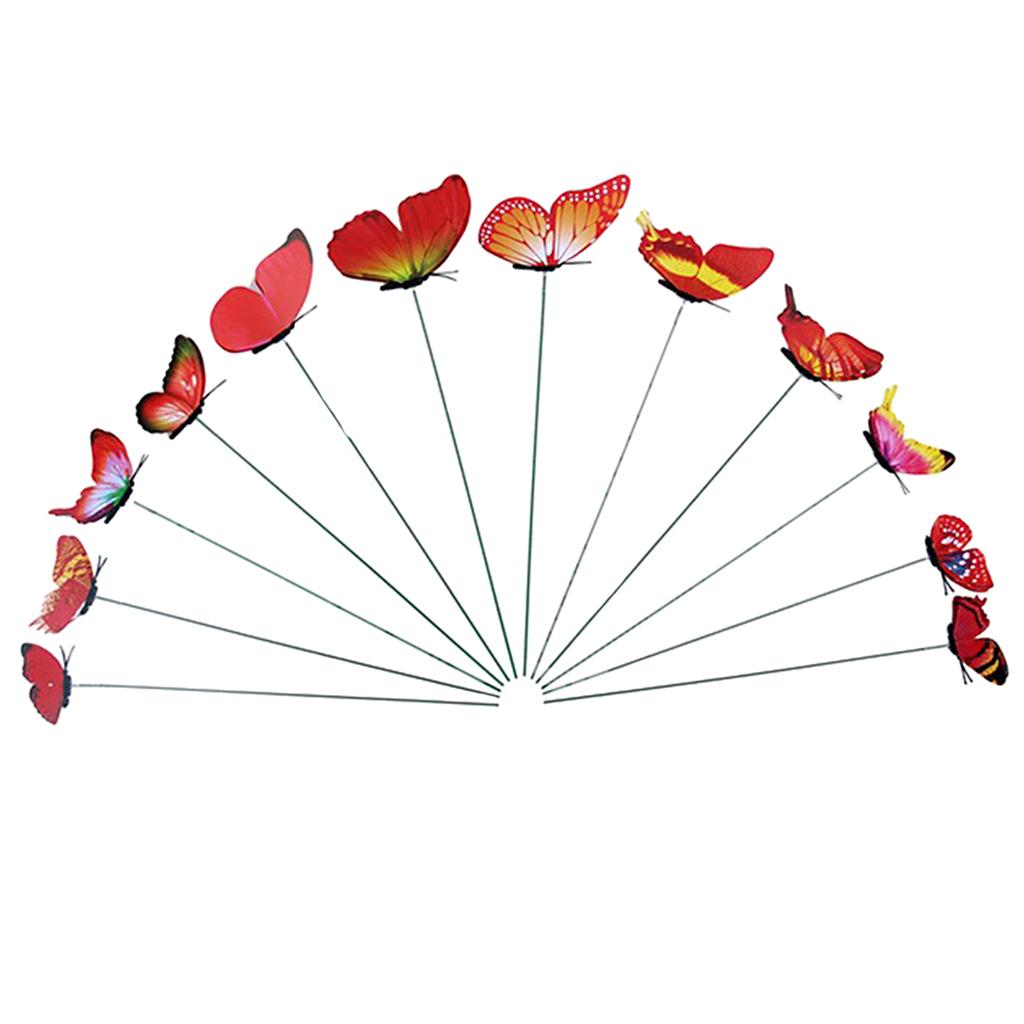 24 Pieces Garden Yard Planter Butterfly Stakes Red