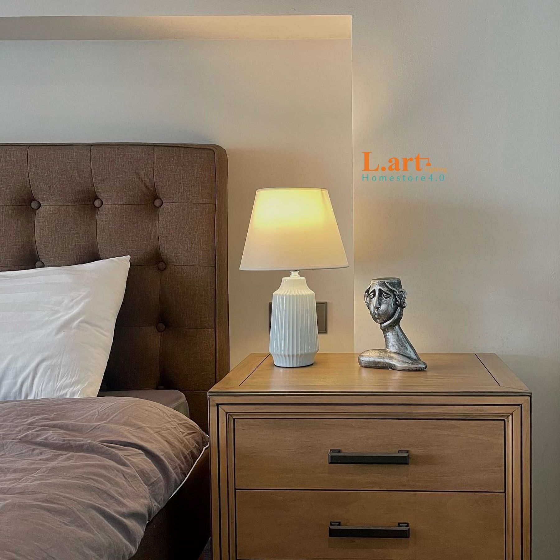 Đèn ngủ đầu giường trang trí màu xanh mint phong cách vintage có nút điều chỉnh sáng DBG020
