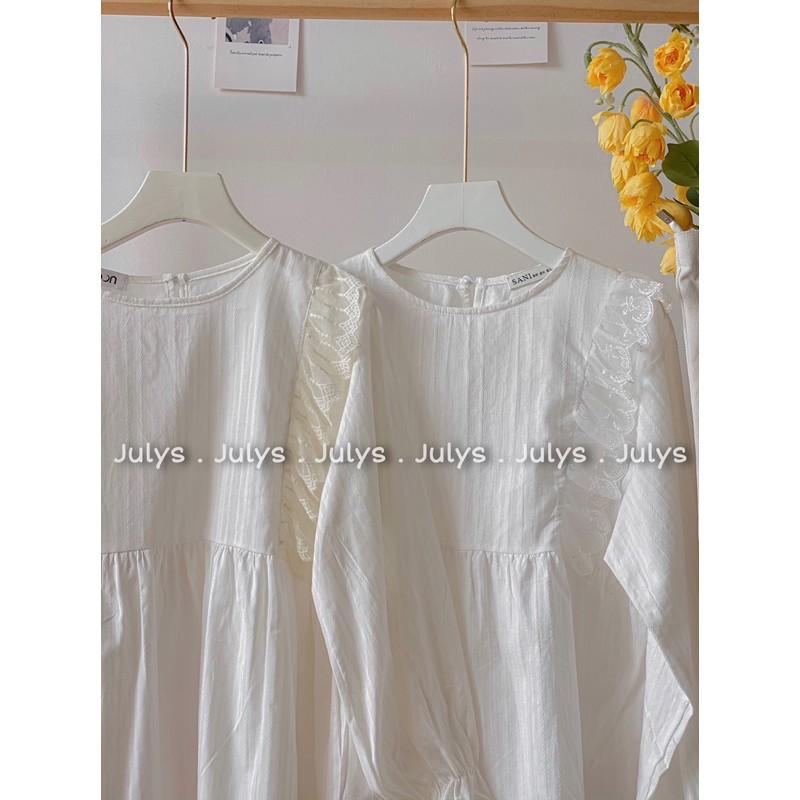 Áo babydoll trắng bèo ren