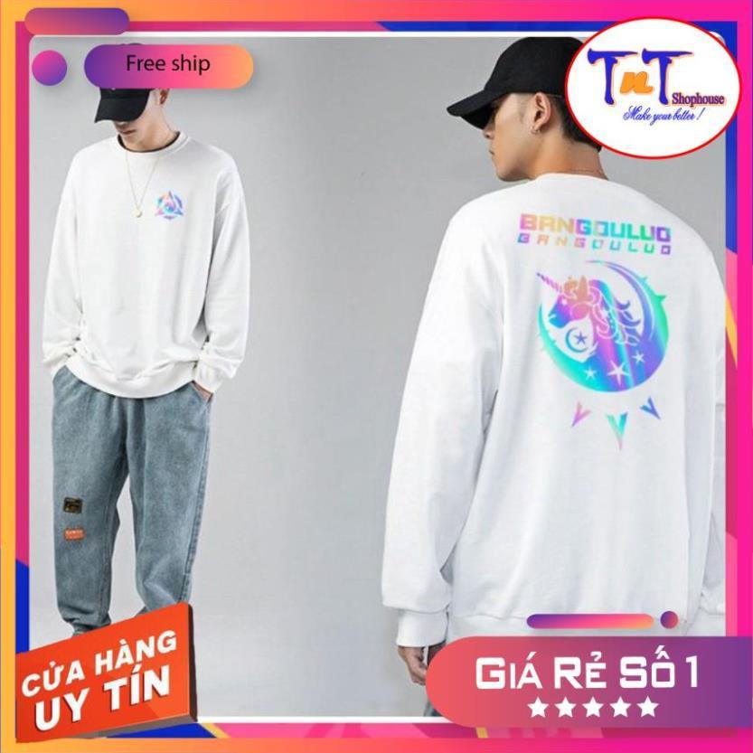 AS88 Áo Sweater Unisex ️/Áo nỉ Ulzzang phản quang unisex dài tay nam nữ - Kỳ Lân Bango