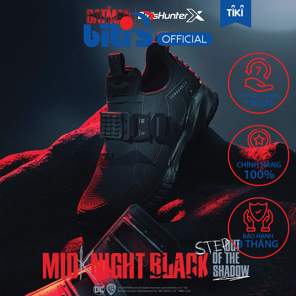 Giày Thể Thao Nữ Biti's Hunter x THE BATMAN - MID-KNIGHT BLACK COLLECTION - Fan edition DSWH08699DEN