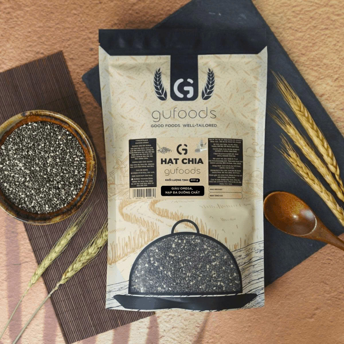 Hạt Chia Gufoods Túi 600g, Giàu Chất Xơ Omega 3-6 Cho Eat Clean Ăn Kiêng, , Không Chứa Cholesterol