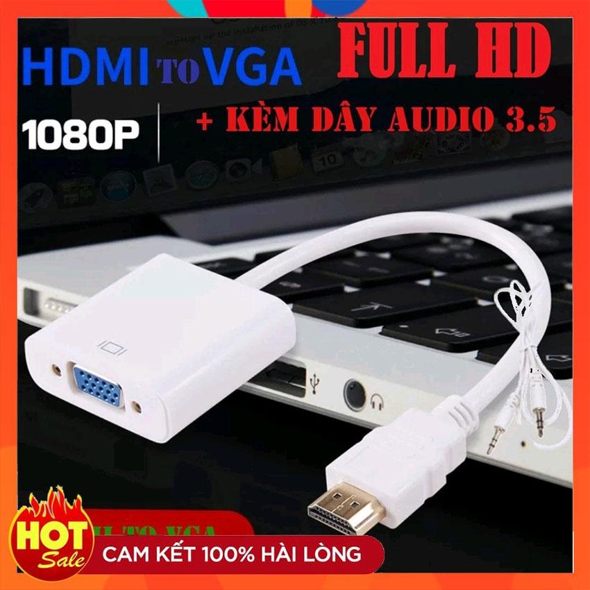 Cáp chuyển đổi HDMI sang VGA kèm dây audio 3.5-Bộ đầu chuyển cổng HDMI ra VGA giắc HDMI to VGA,dây máy chiếu