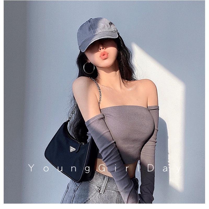 MS544 Áo quây dài tay, áo kiểu quây croptop tay rời