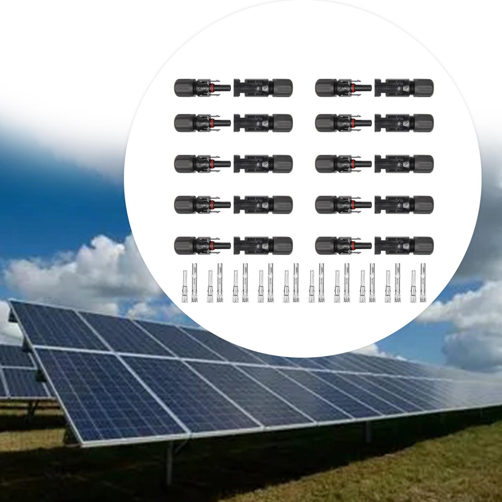 Solar Panel Connectors , Solar Panel Cable Connectors, 10 Pairs Male/Female Line Solar Connectors for Photovoltaic Systems, Garden