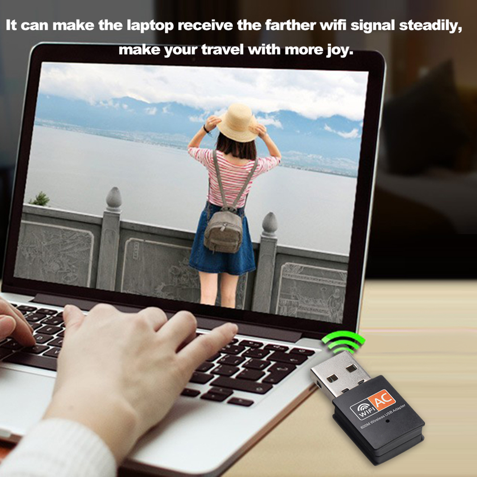 Bộ điều hợp USB WiFi cho MAC Windows Black băng tần kép 600Mbps 2.4GHz + 5GHz USB Wireless Adapter Antenna Wifi 802.11a / b / g / n / ac