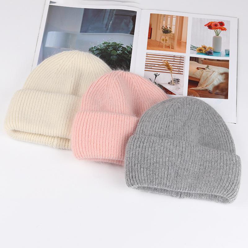 2021 Mới Thời Trang Thu Đông Cài Tóc Hình Nón Ấm Sọc Beanies Nón Thường Ngày Cho Nữ Trưởng Thành Cashmere Dệt Kim Bò Nón