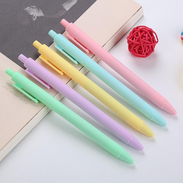 Bút bi gel bấm nhiều màu Macaron cute - 0.5mm - mực nước đen - VPP THIÊN ÁI