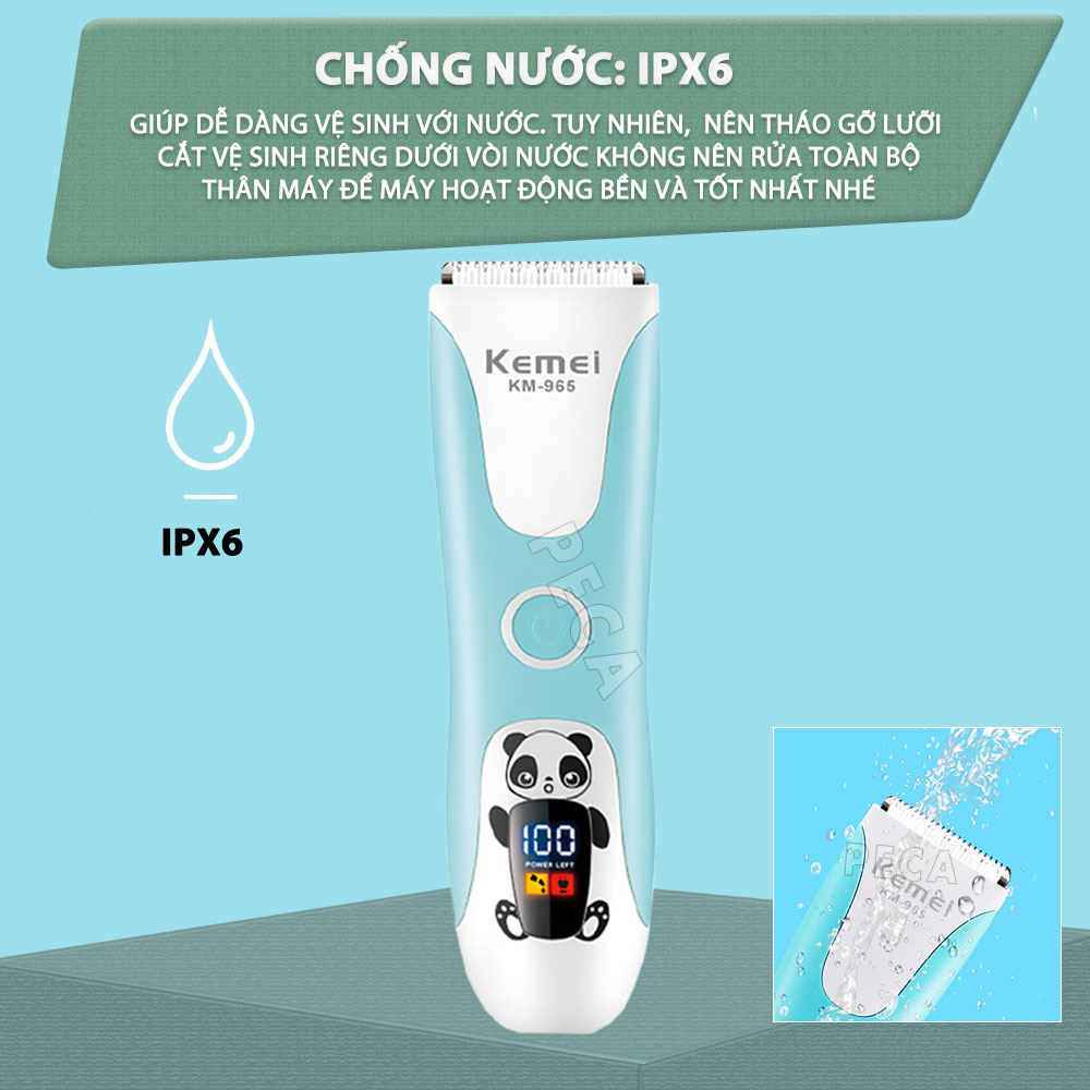 Tông đơ cắt tóc trẻ em Kemei KM-965 có thể cắt tóc, chấn viền cạo tóc dùng được cho trẻ sơ sinh - Hàng chính hãng