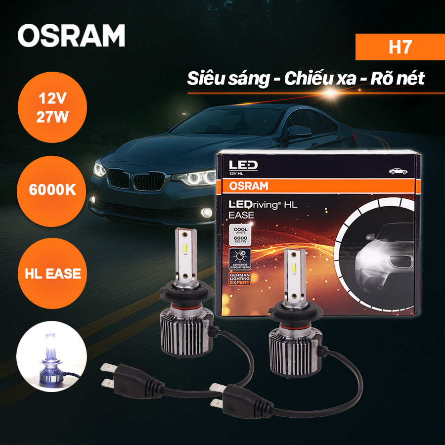 Combo 2 Bóng Đèn Led HL EASE OSRAM Dùng Cho Xe ô Tô Xe Máy Chân H1 H4 H7 H8 H11 H16 HB3 HB4 HIR2 - Nhập Khẩu Chính Hãng