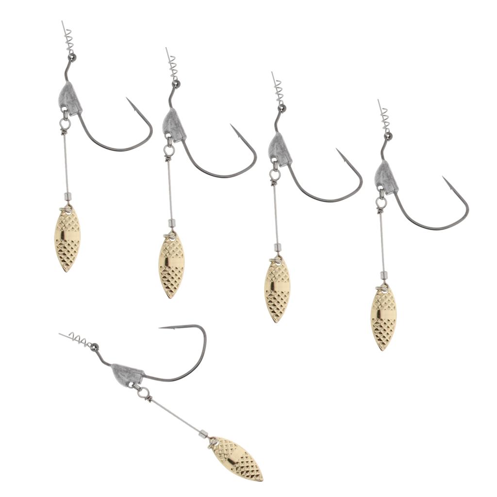 5pcs Weighted Fishing Hooks with Lead Spoon Spring For Swimbaits